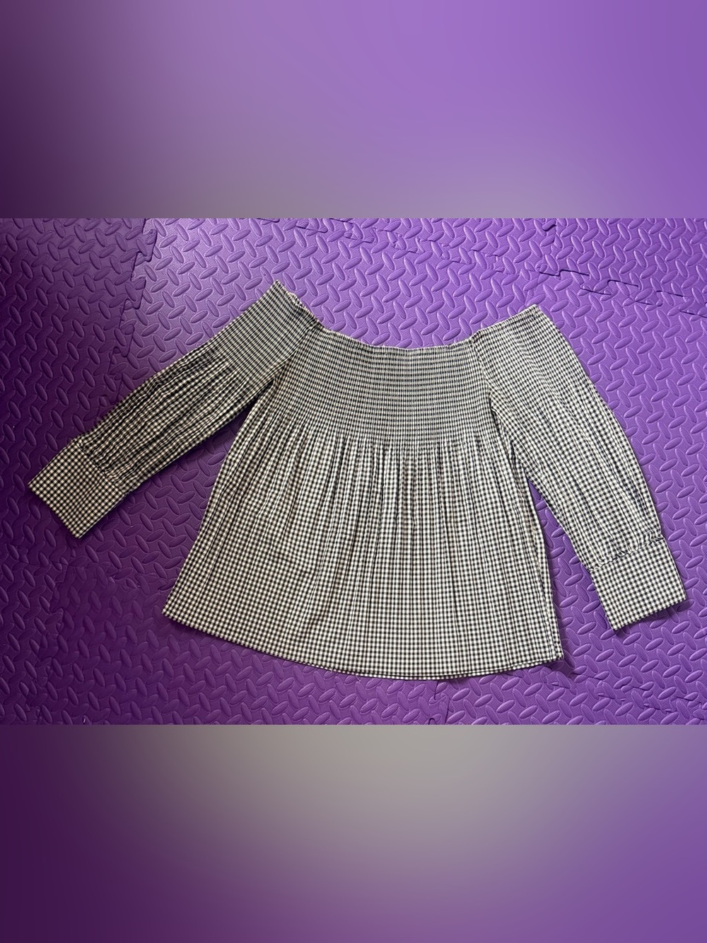 Zara Black & White Gingham Off-Shoulder Skirted Top